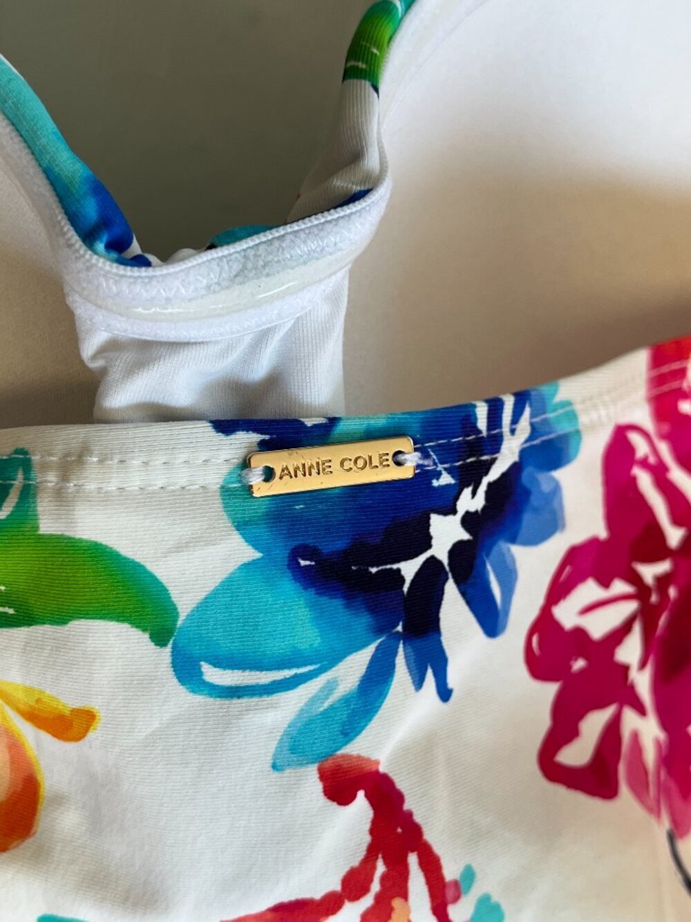 Anne Cole Strapless Twist Front Floral Tankini Swim Top XL - Picture 5 of 7